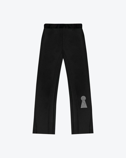 Gated community Rhinestones Keyhole-G wide leg sweatpants