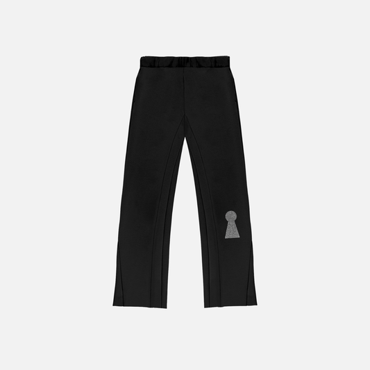 Gated community Rhinestones Keyhole-G wide leg sweatpants