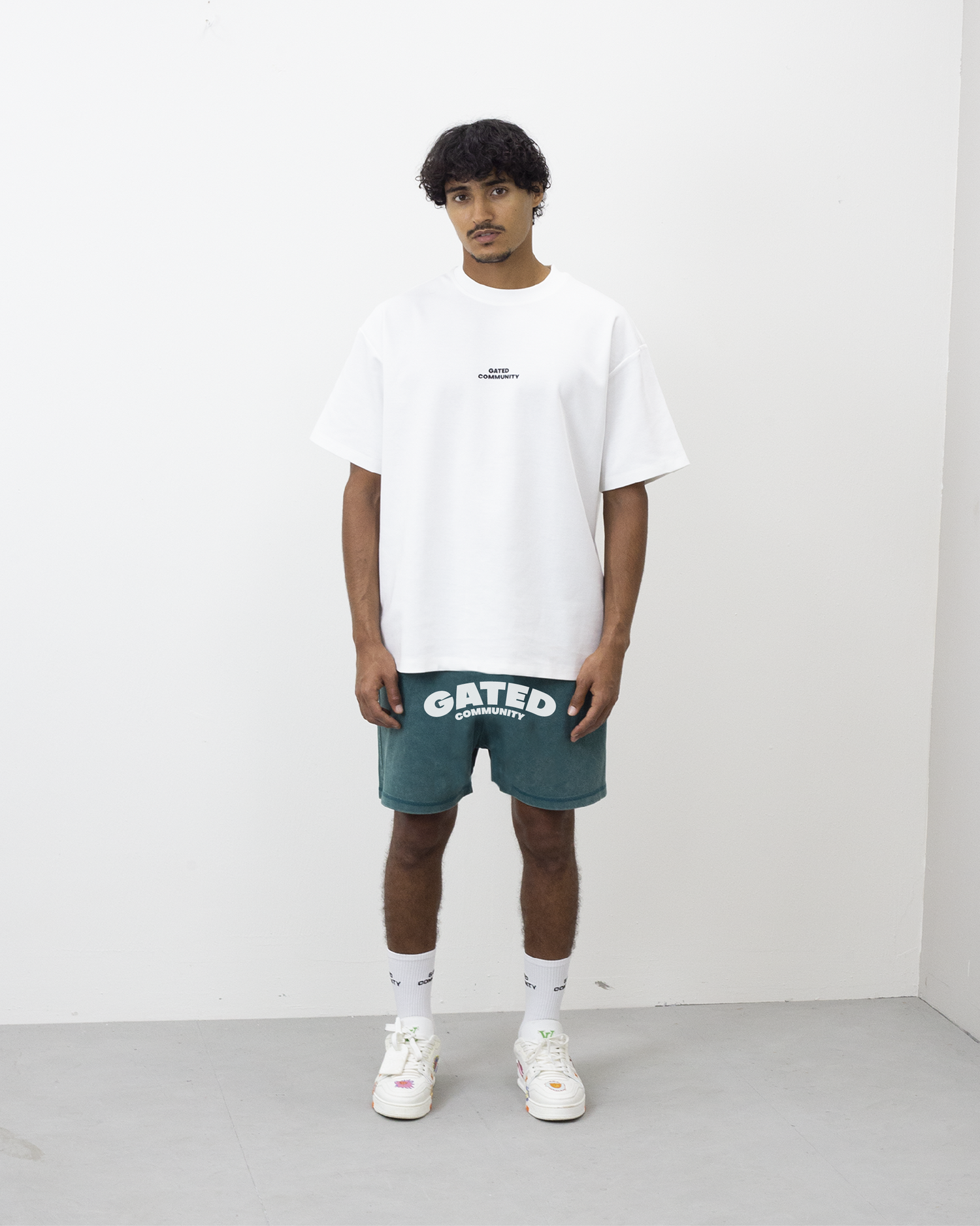 Varsity batik washed shorts